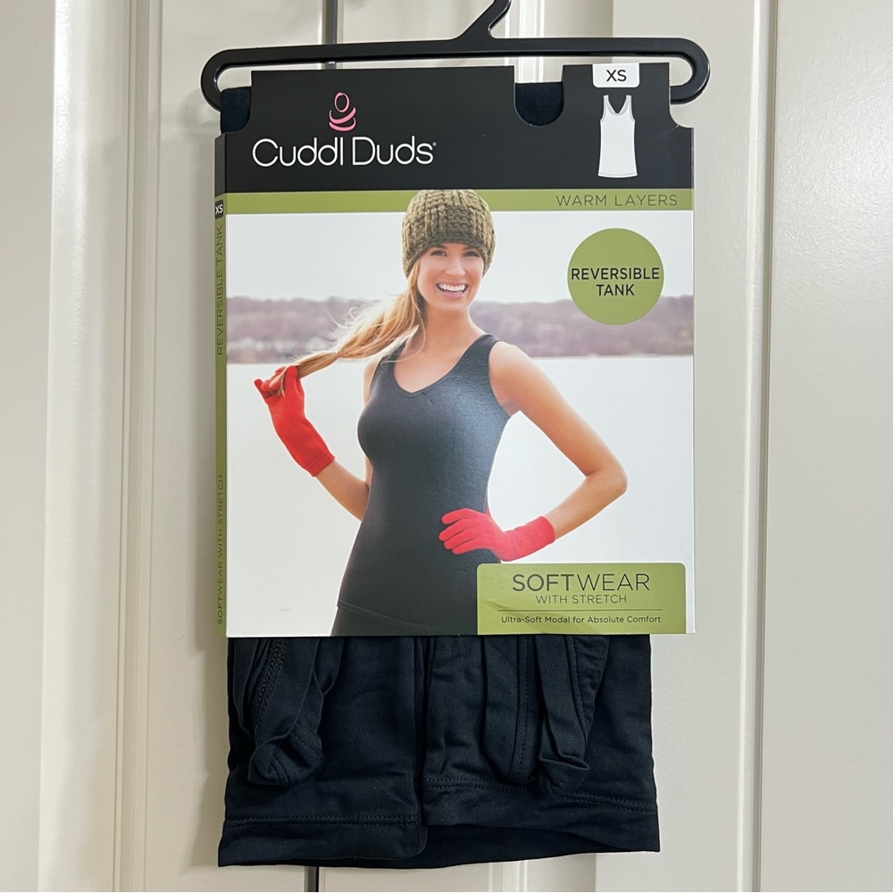 Cuddl Duds Womens Softwear with Stretch Reversible Tank in Black, Size XS